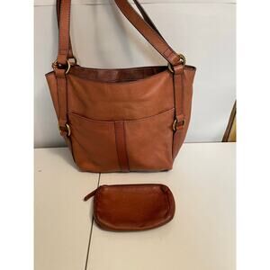 Fossil tan cowhide leather purse key gold‎ trim & Osgoode Marley zip bag